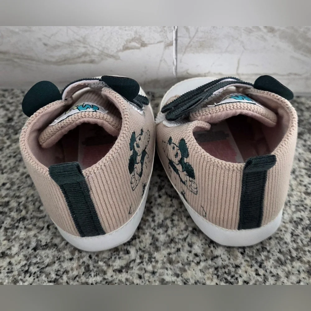 NWOT Primark Disney Baby Mickey Mouse Ears Shoes Beige Green 9-12 Months
